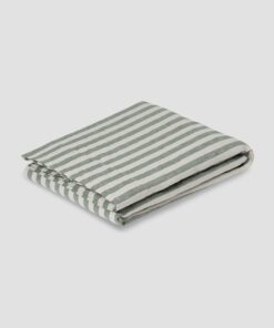 Fern Green Pembroke Stripe Linen Blend Flat Sheet