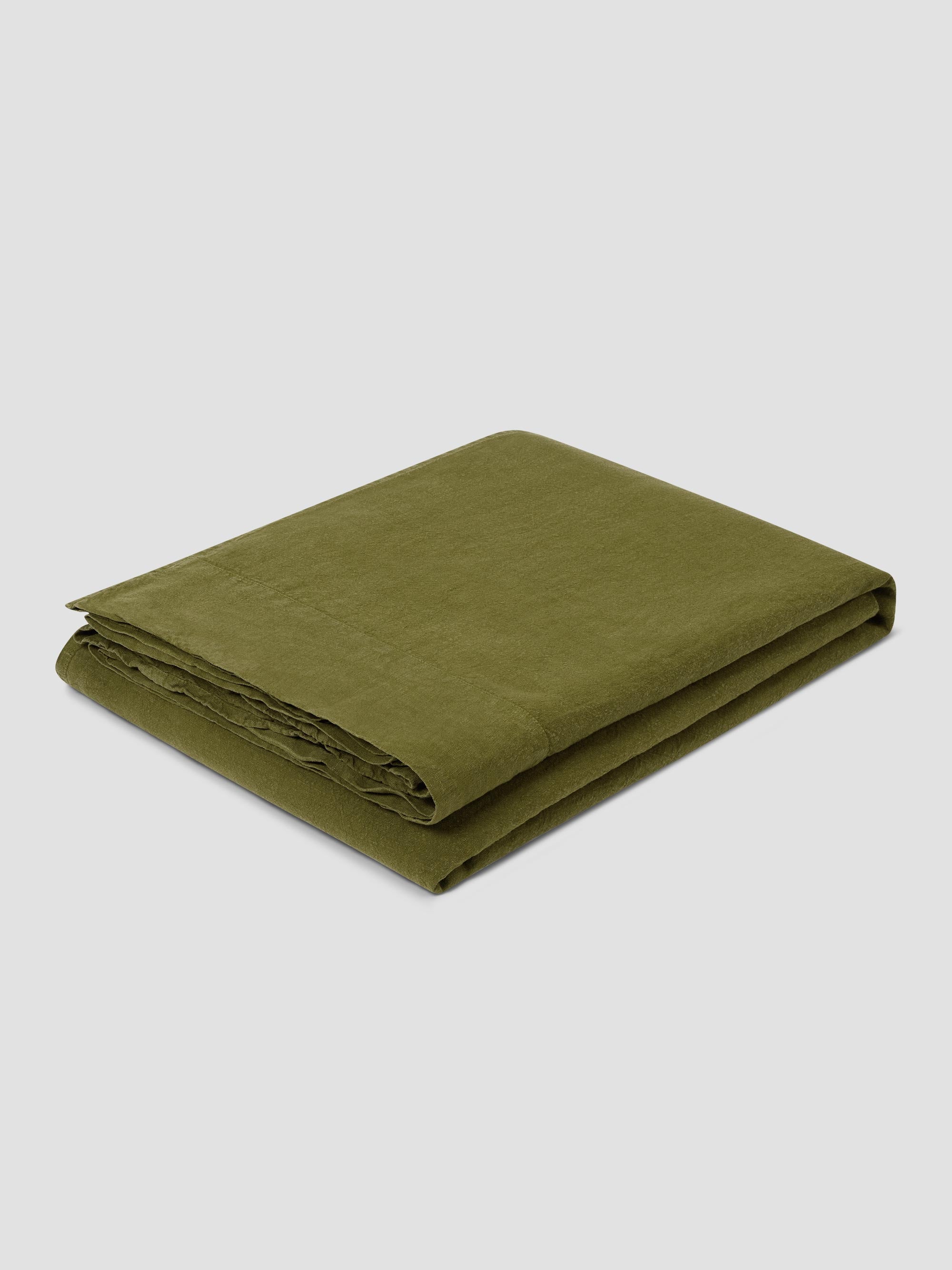 Botanical Green 100% Linen Flat Sheet - Image 2