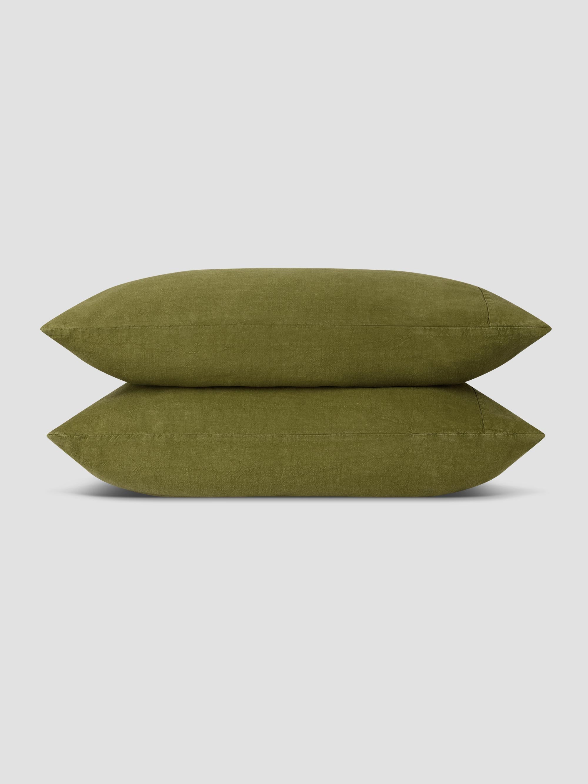 Botanical Green Linen Blend Pillowcases (Pair) - Image 2