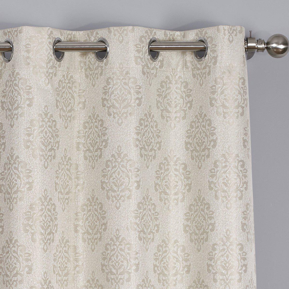 Paisley Thermal Blackout Jacquard Grommet Top Curtain Pair Panels - Image 4