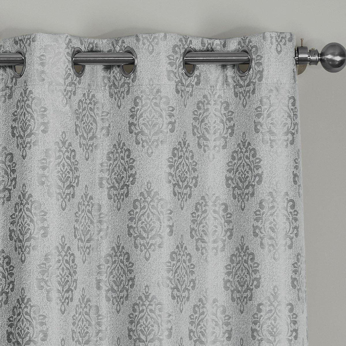 Paisley Thermal Blackout Jacquard Grommet Top Curtain Pair Panels - Image 5
