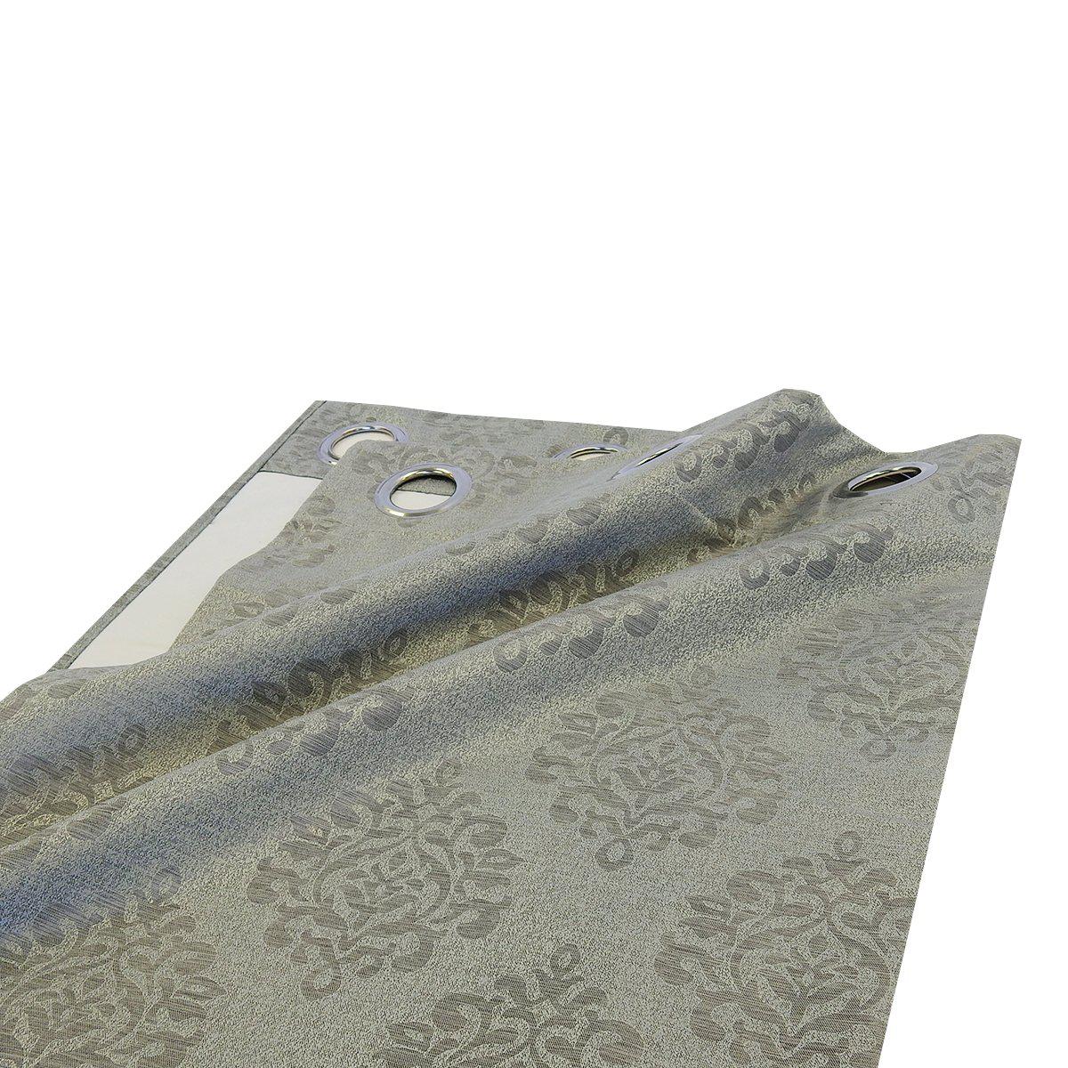 Paisley Thermal Blackout Jacquard Grommet Top Curtain Pair Panels - Image 9