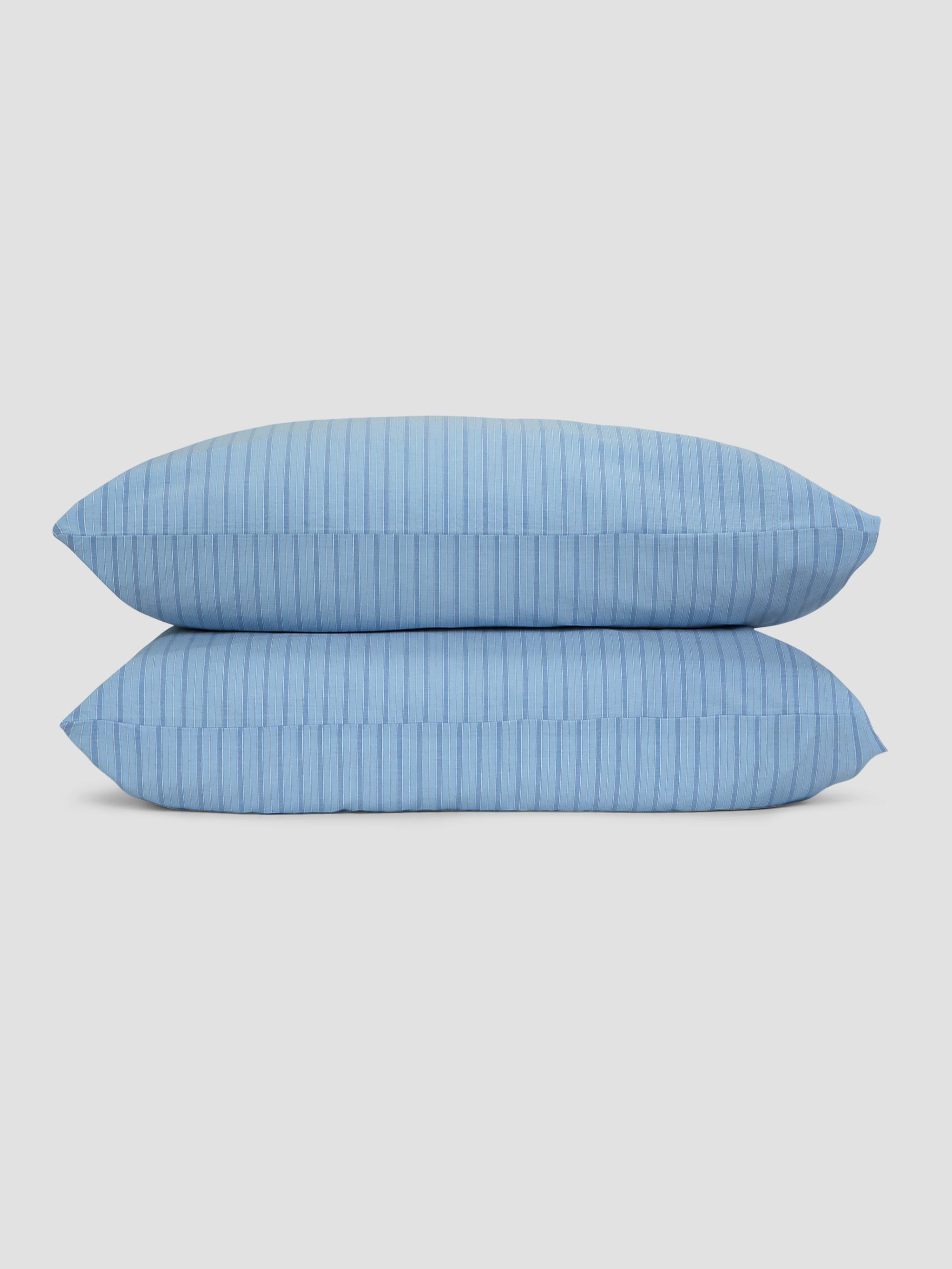 Pale Blue Favorite Shirt Stripe Cotton Pillowcases (Pair) - Image 2