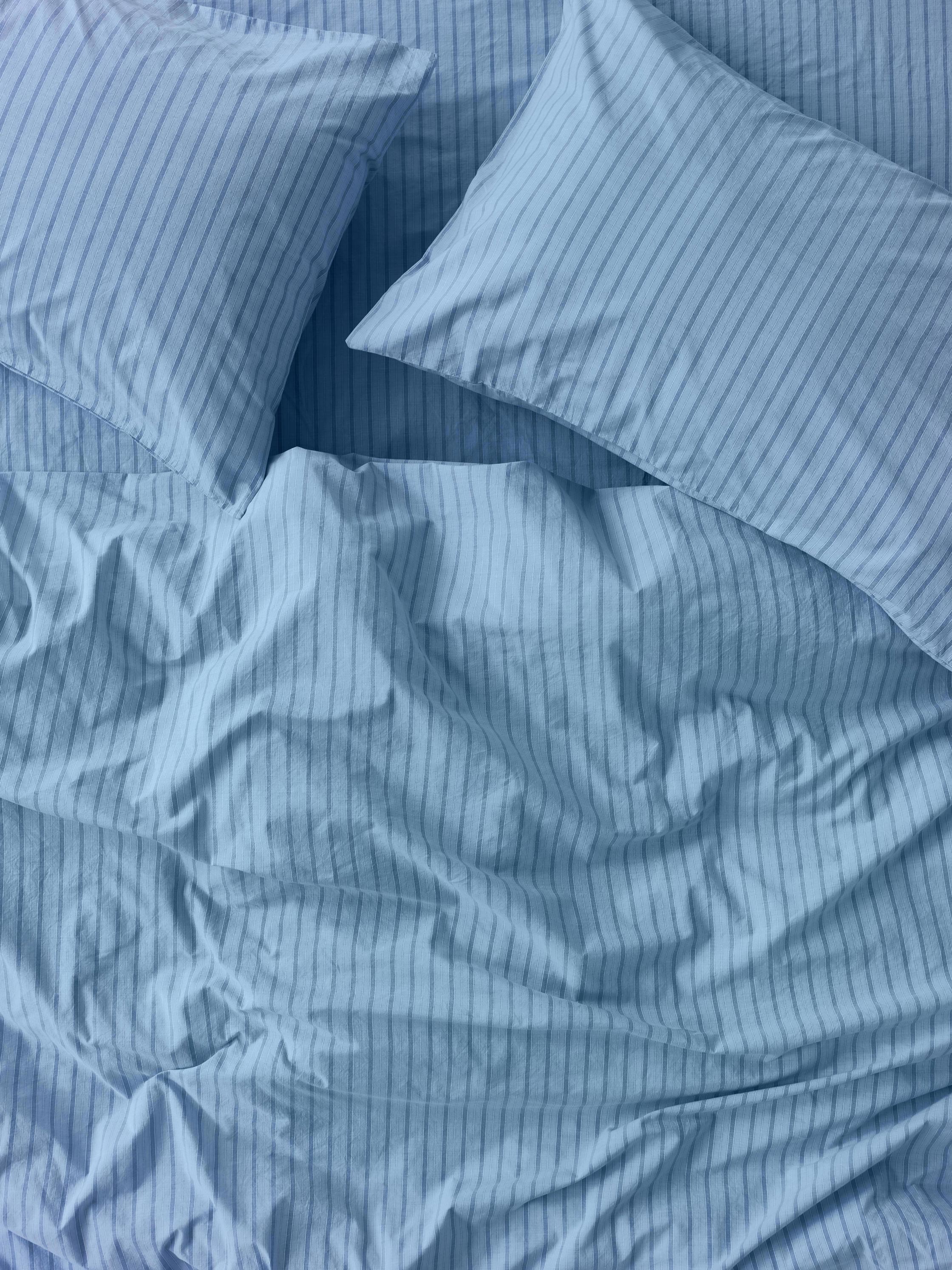 Pale Blue Favorite Shirt Stripe Cotton Duvet Cover