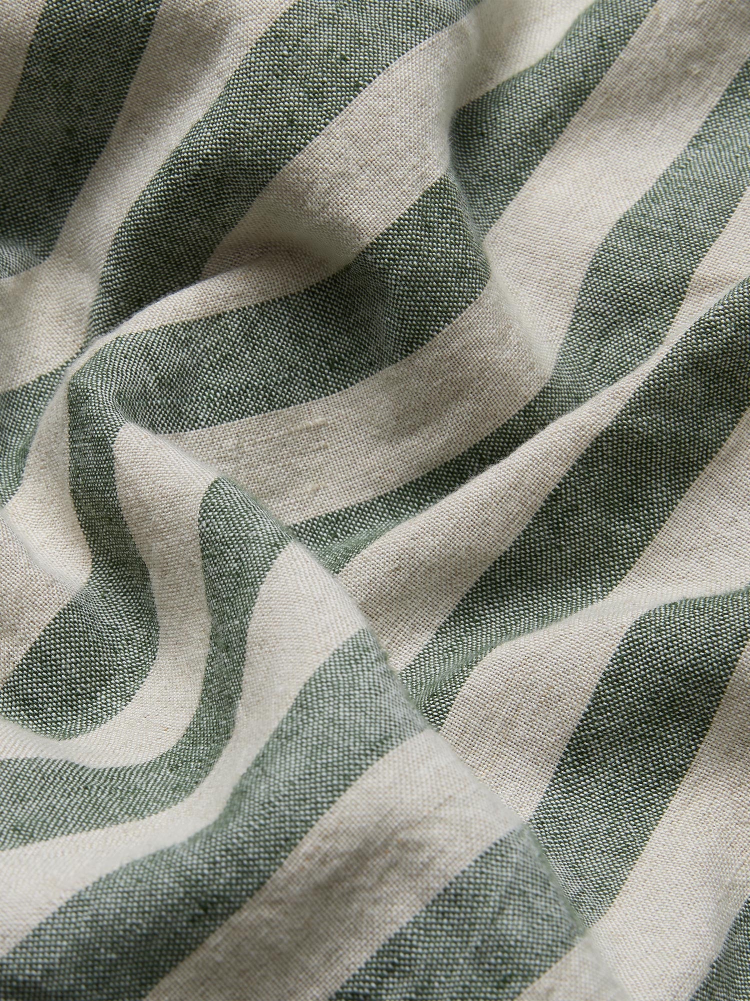 Fern Green Pembroke Stripe Linen Blend Duvet Cover - Image 4