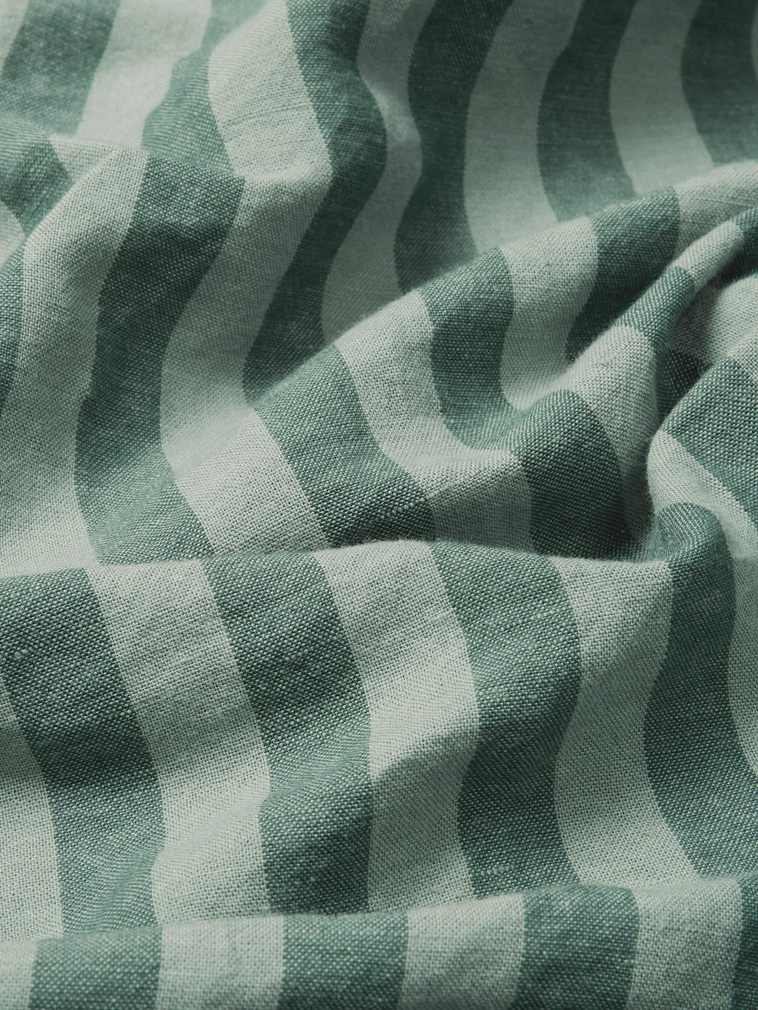 Pine Green Pembroke Stripe Linen Blend Flat Sheet - Image 3