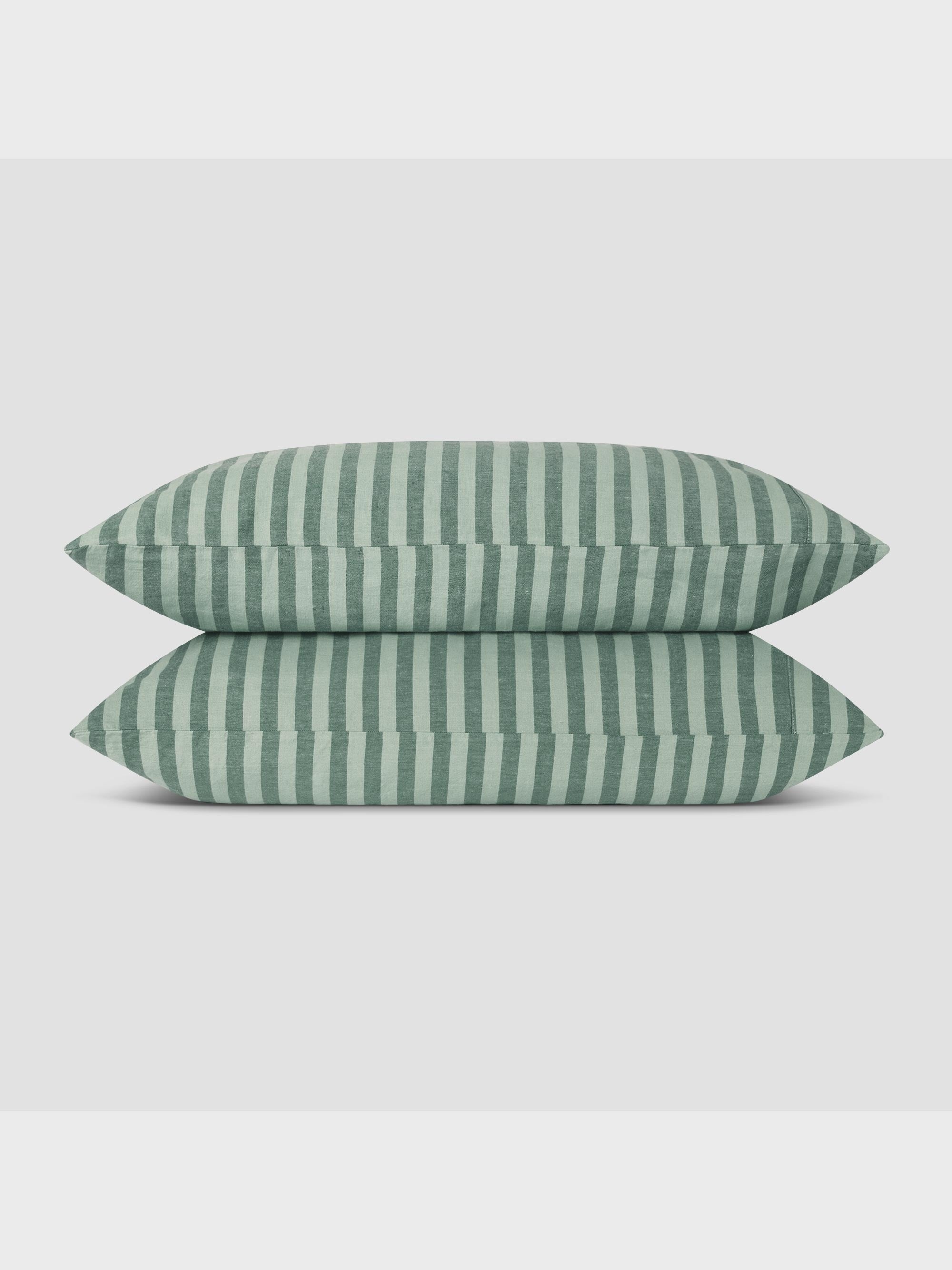 Pine Green Pembroke Stripe 100% Linen Pillowcases (Pair) - Image 2