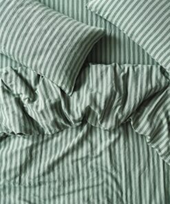 Pine Green Pembroke Stripe Linen Blend Duvet Cover