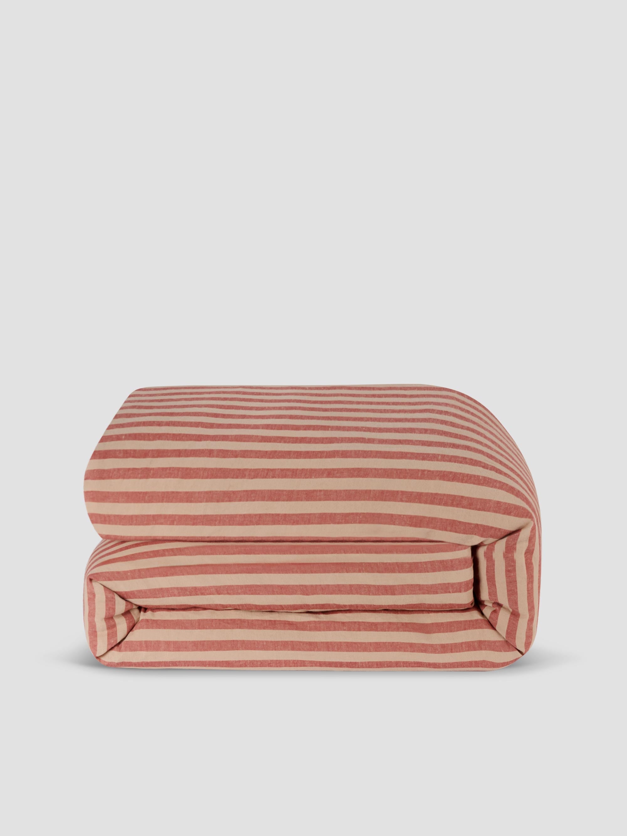 Sandstone Red Pembroke Stripe 100% Linen Duvet Cover - Image 3