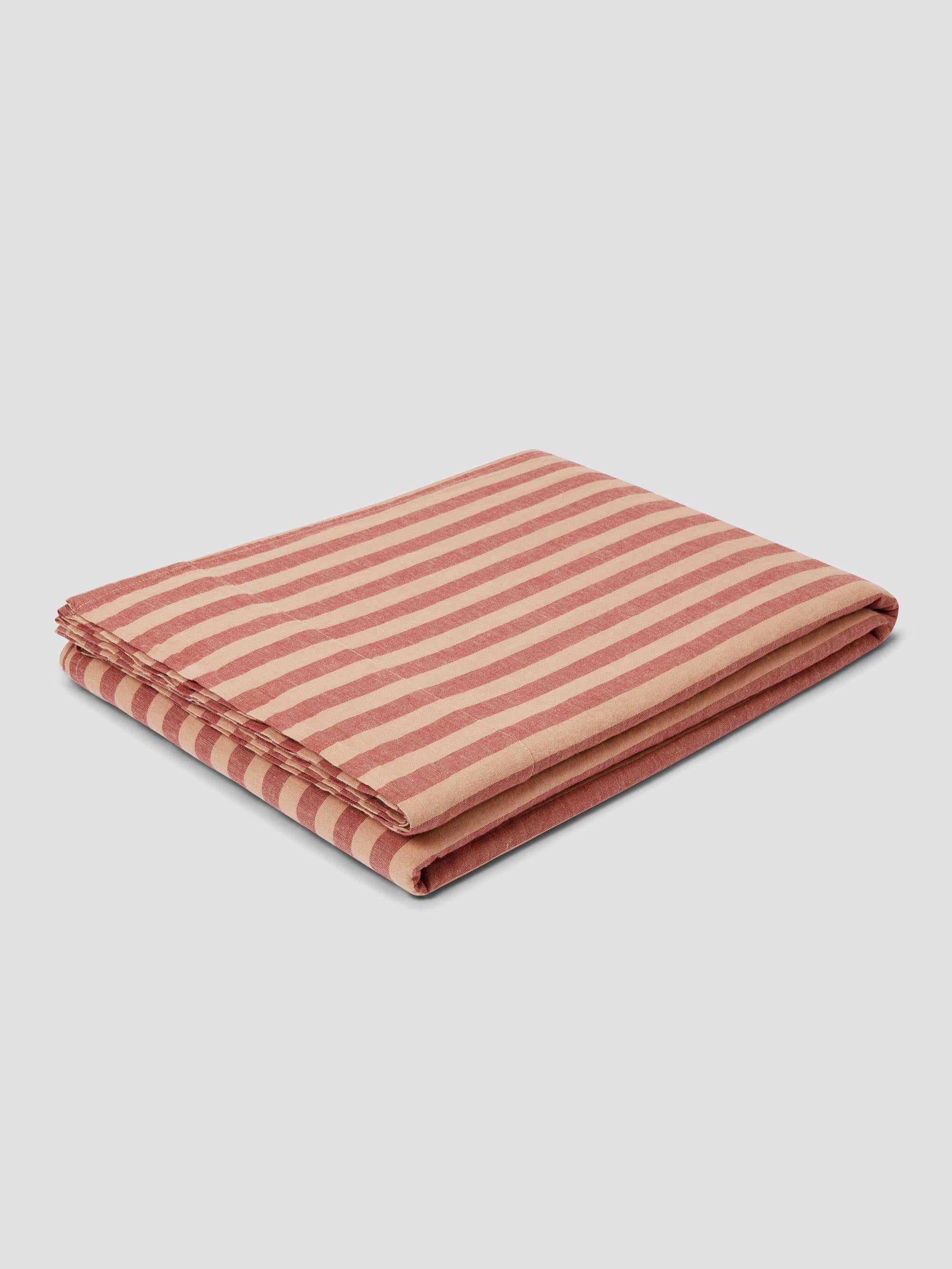 Sandstone Red Pembroke Stripe Linen Blend Flat Sheet - Image 2