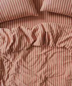 Sandstone Red Pembroke Stripe Linen Blend Duvet Cover