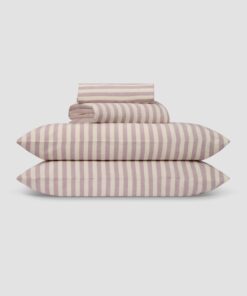 Elderberry Pembroke Stripe Linen Blend Sheet Set