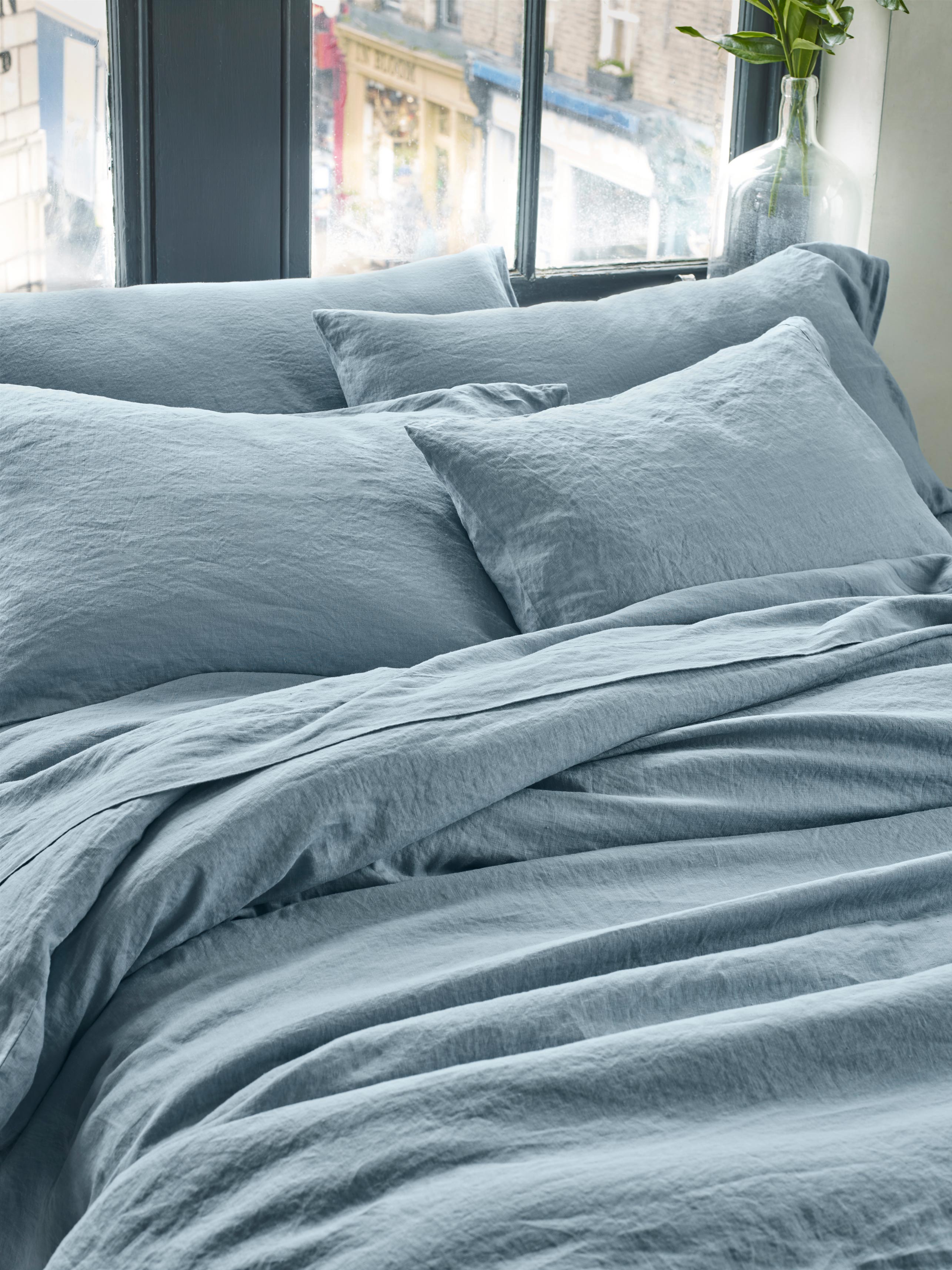 Dusk Blue 100% Linen Pillowcases (Pair)