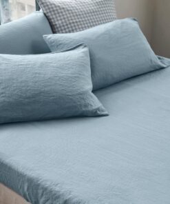 Dusk Blue 100% Linen Fitted Sheet