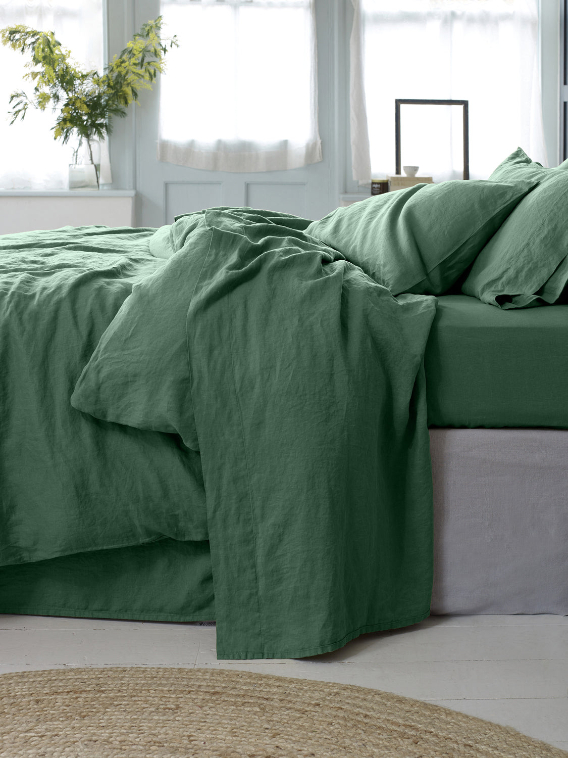 Elm Green Linen Blend Flat Sheet