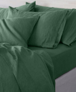 Elm Green Linen Blend Fitted Sheet