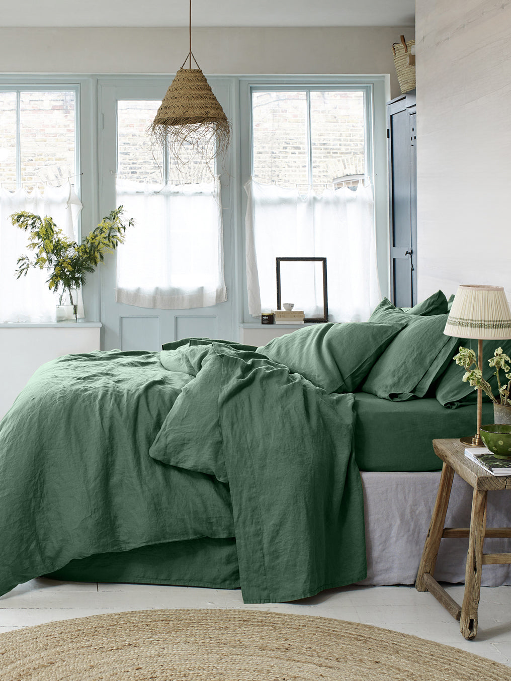 Elm Green Linen Blend Duvet Cover - Image 2
