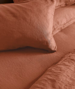 Burnt Orange Linen Blend Fitted Sheet