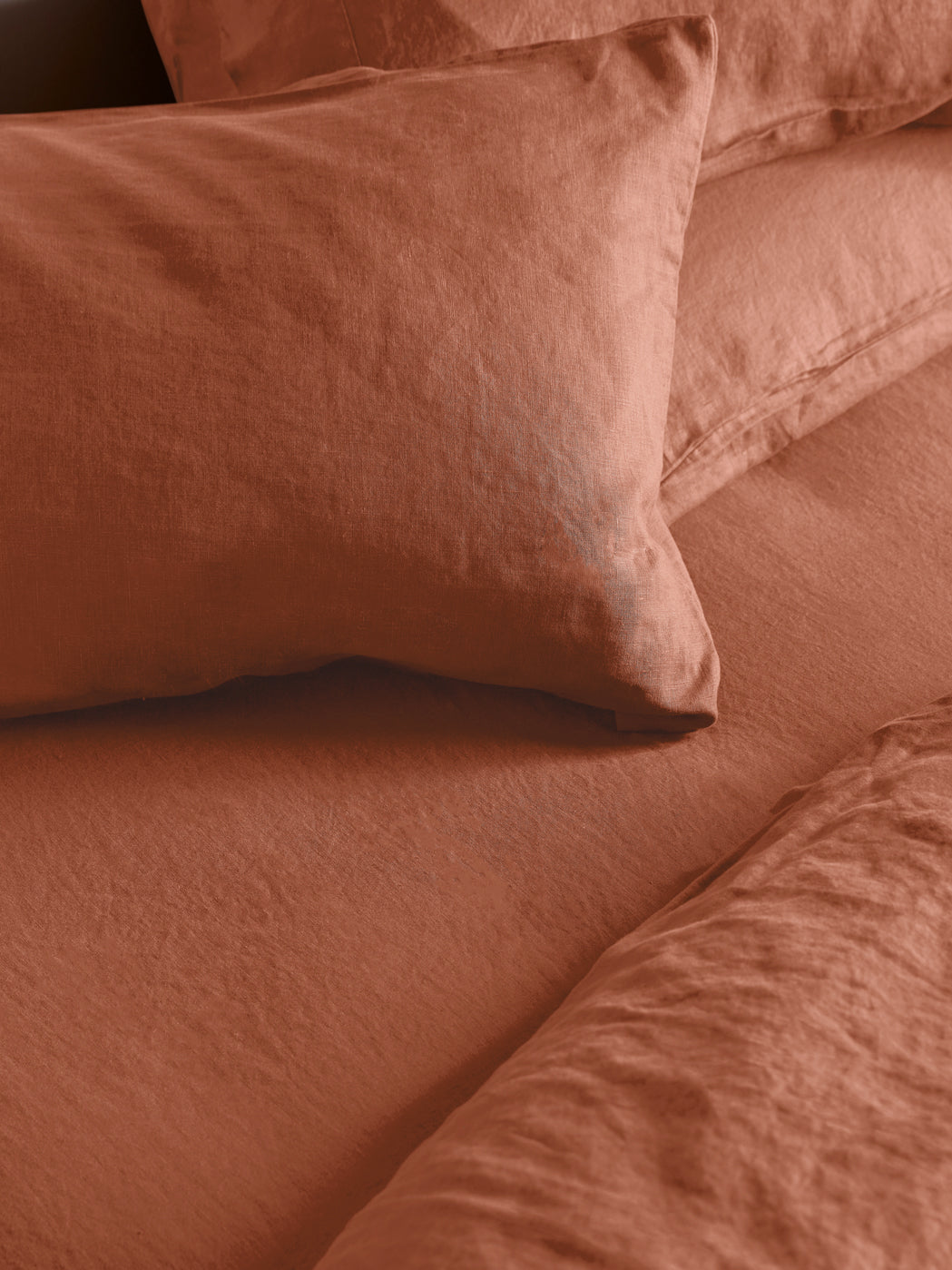 Burnt Orange Linen Blend Fitted Sheet