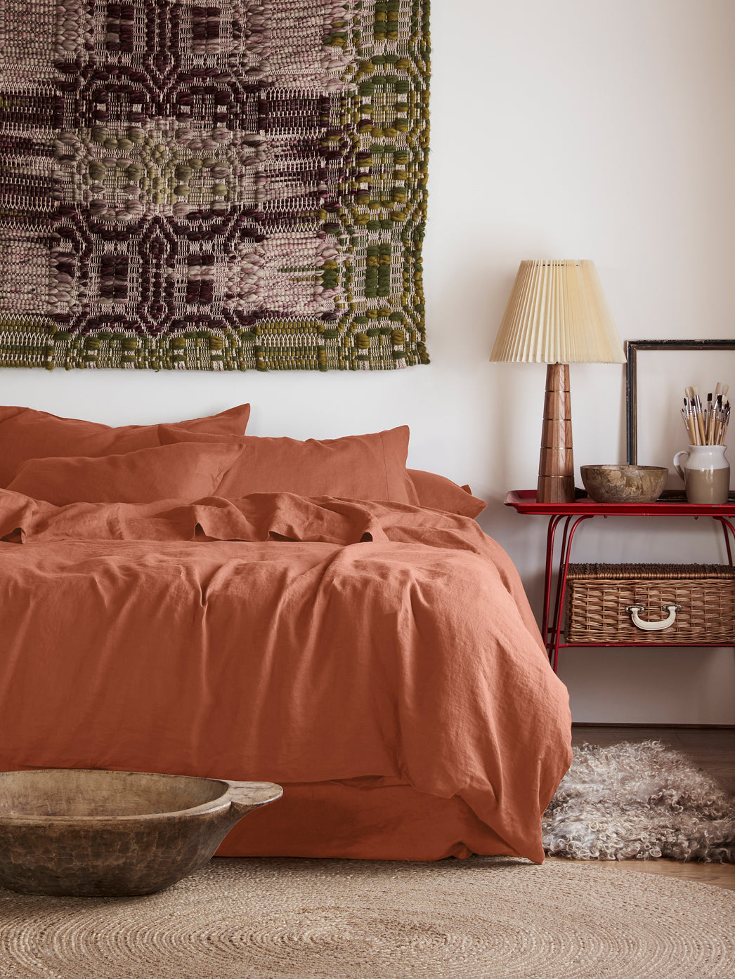 Burnt Orange 100% Linen Duvet Cover - Image 2