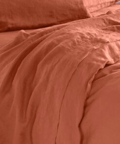 Burnt Orange Linen Blend Flat Sheet