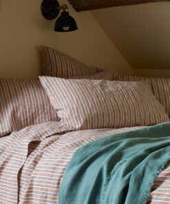 Warm Clay Somerley Stripe Linen Blend Flat Sheet