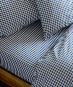Indigo Small Gingham Cotton Fitted Sheet