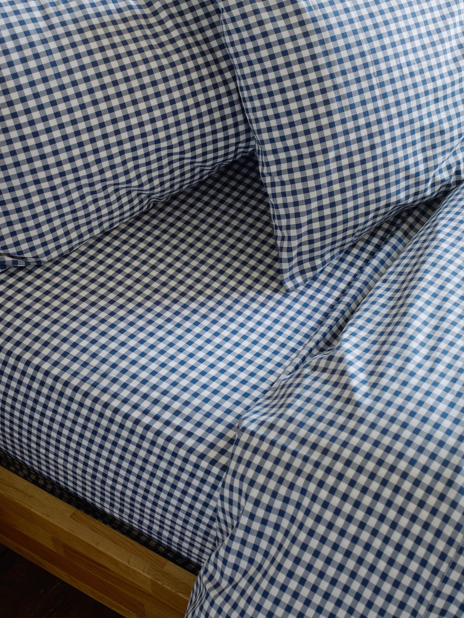Indigo Small Gingham Cotton Fitted Sheet