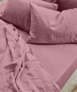 Raspberry Linen Blend Fitted Sheet