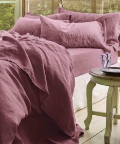 Raspberry 100% Linen Flat Sheet