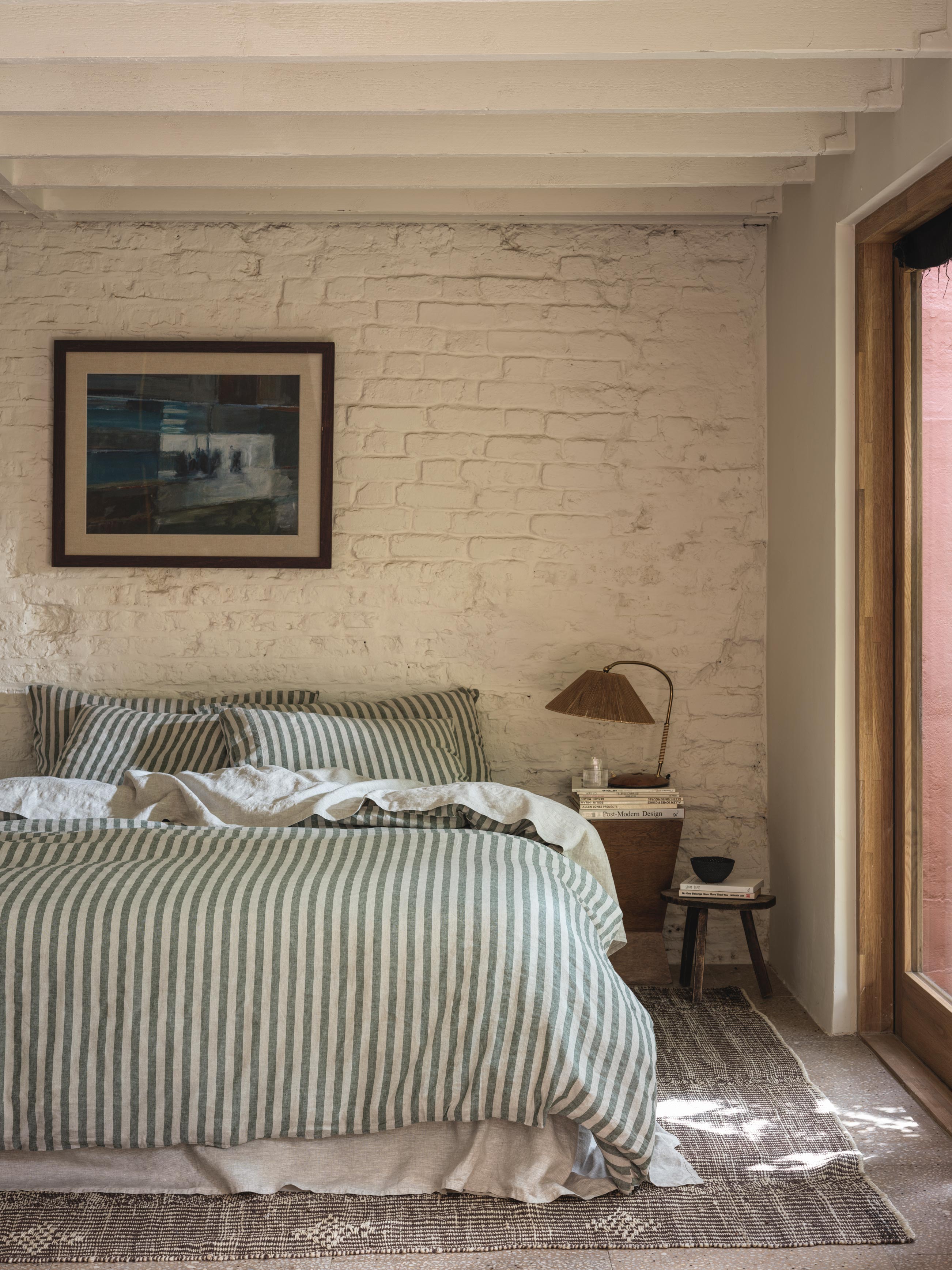 Fern Green Pembroke Stripe Linen Blend Duvet Cover - Image 2