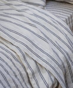 Ivory Kemptown Stripe 100% Linen Flat Sheet