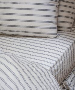 Ivory Kemptown Stripe 100% Linen Fitted Sheet