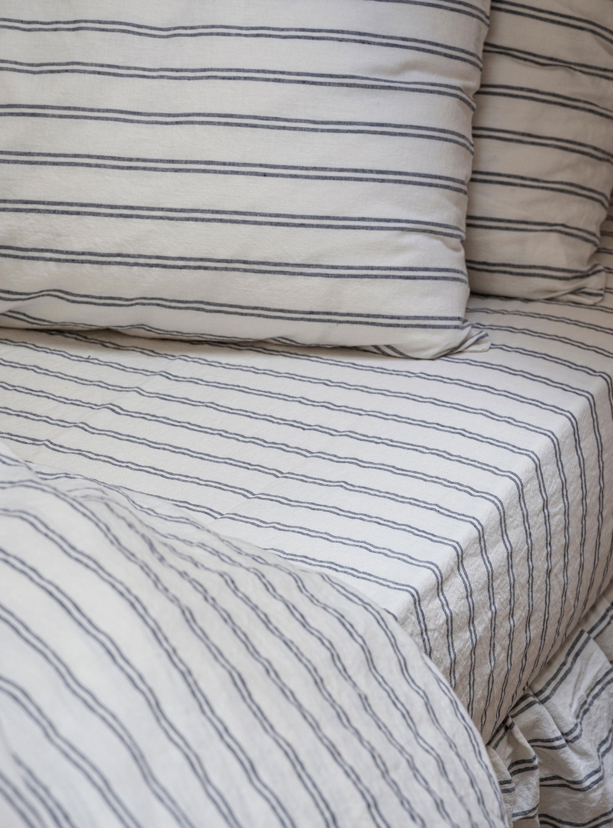 Ivory Kemptown Stripe 100% Linen Fitted Sheet
