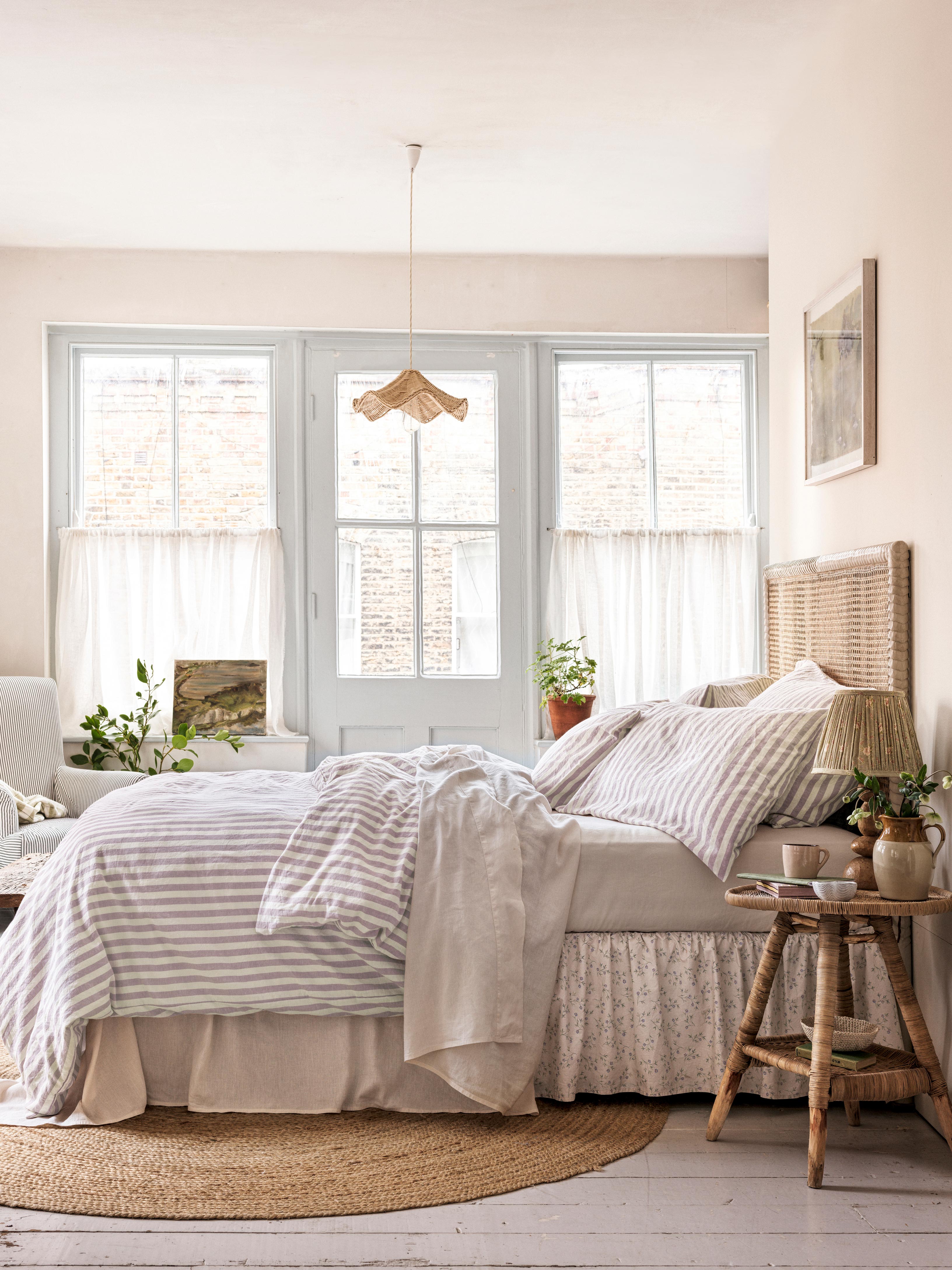 Elderberry Pembroke Stripe Linen Blend Duvet Cover - Image 2