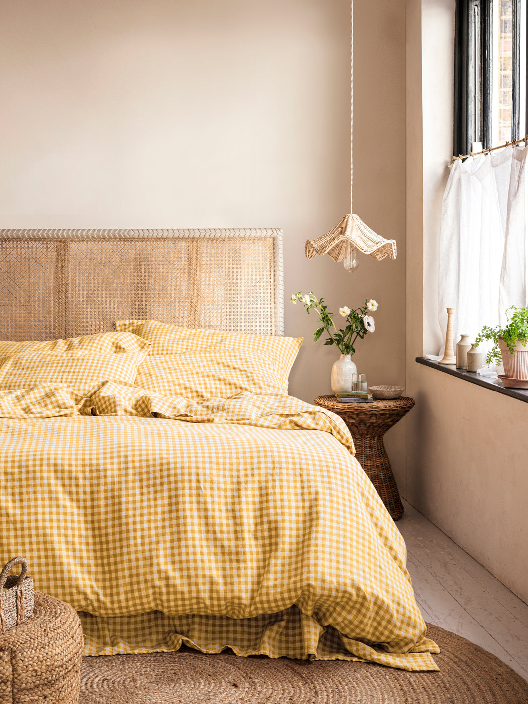 Honey Gingham Linen Blend Duvet Cover - Image 2