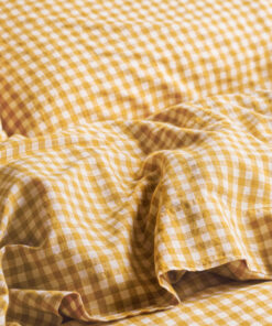Honey Gingham Linen Blend Flat Sheet