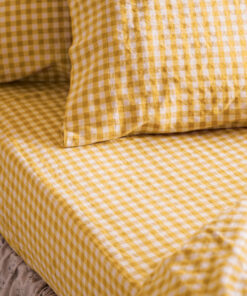 Honey Gingham Linen Blend Fitted Sheet