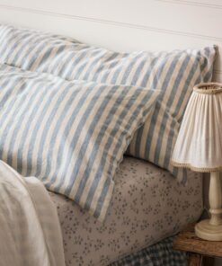 Coastal Blue Pembroke Stripe 100% Linen Pillowcase (Pair)