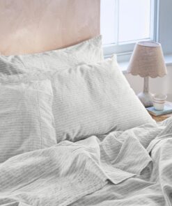 Gray Mini Stripe Linen Blend Pillowcases (Pair)