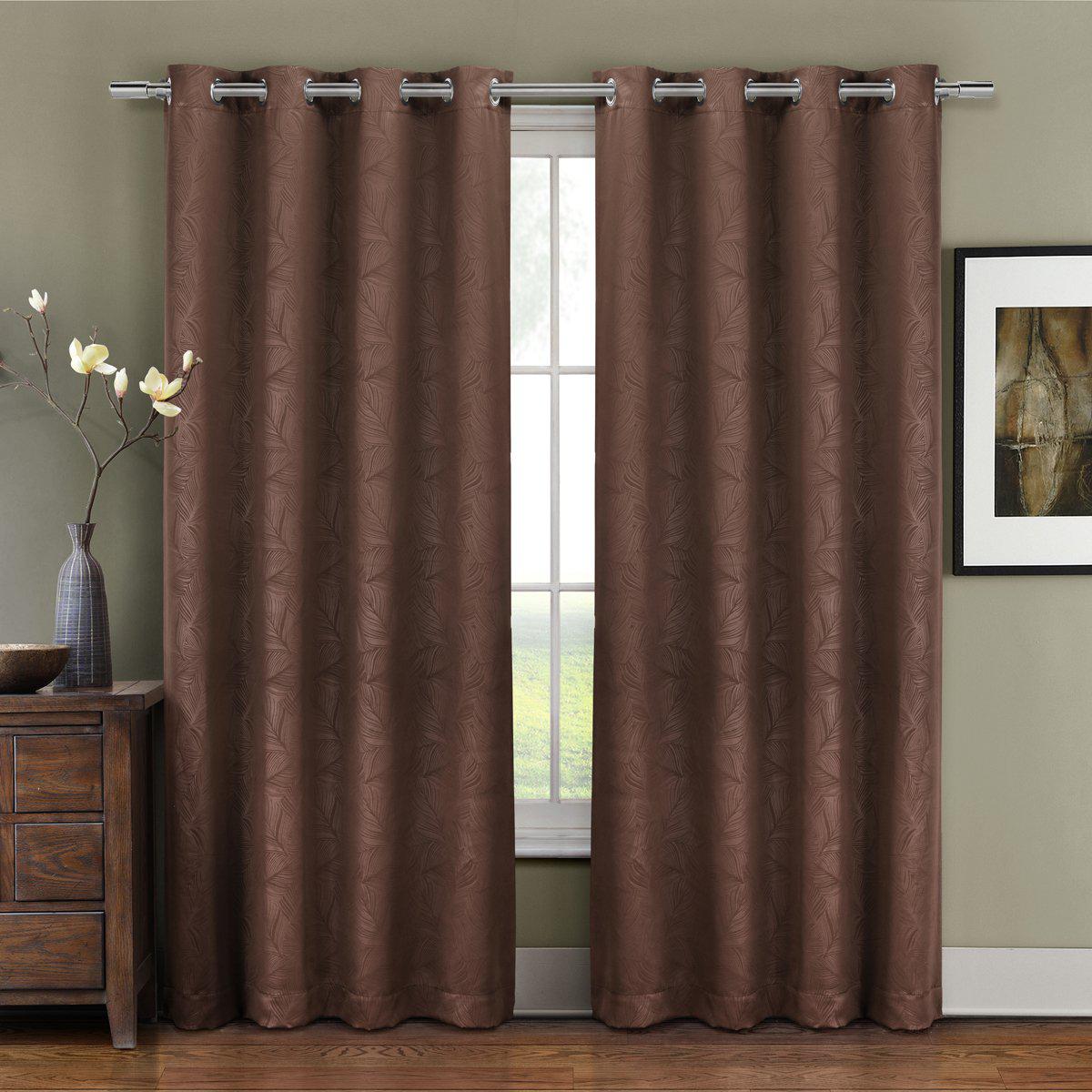 Prairie Contemporary Leafy Design Blackout Grommet Curtain Panel (Single) - Image 17