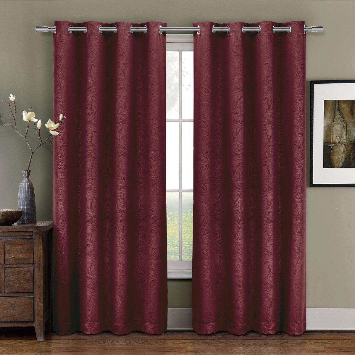 Prairie Contemporary Leafy Design Blackout Grommet Curtain Panel (Single) - Image 5