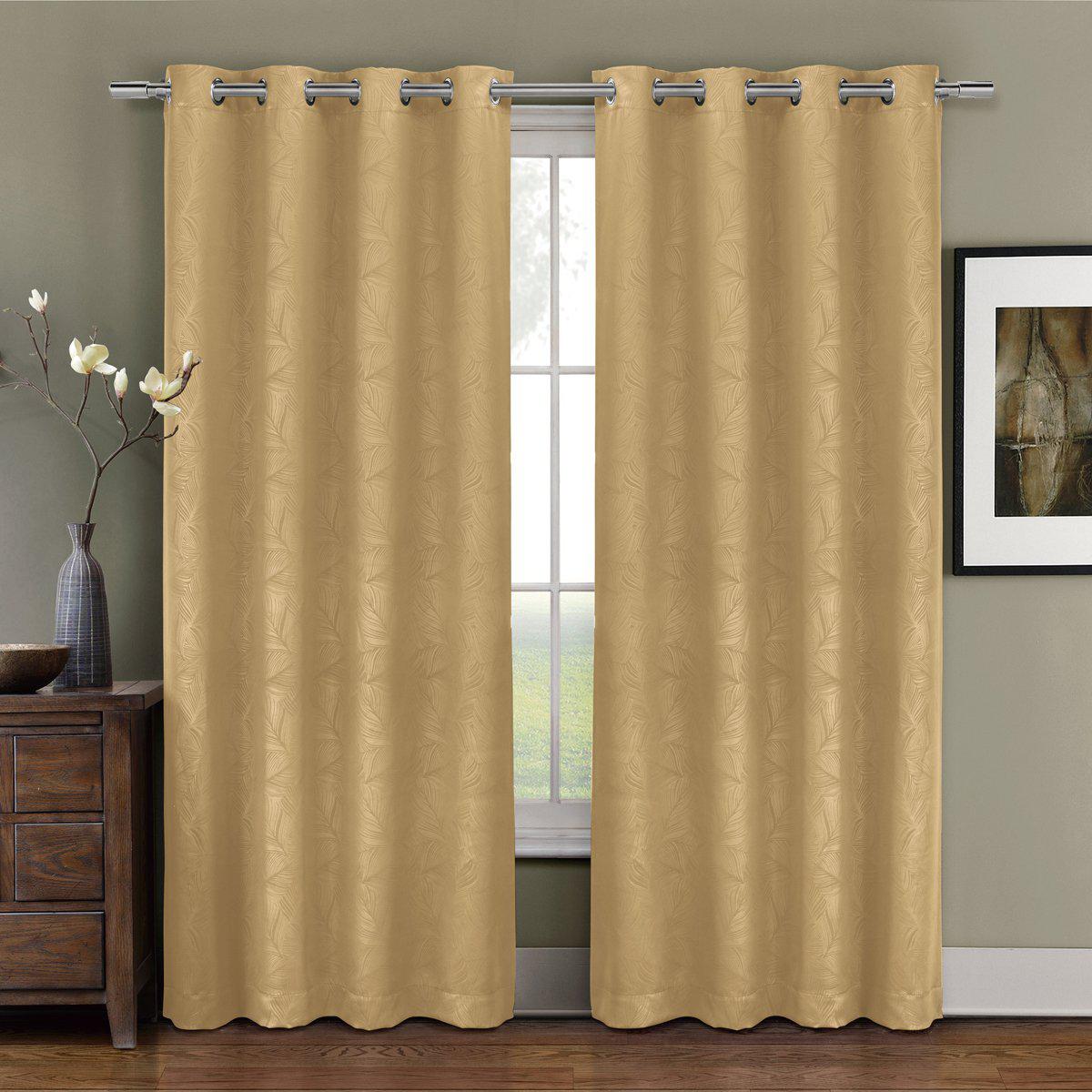 Prairie Contemporary Leafy Design Blackout Grommet Curtain Panel (Single) - Image 14