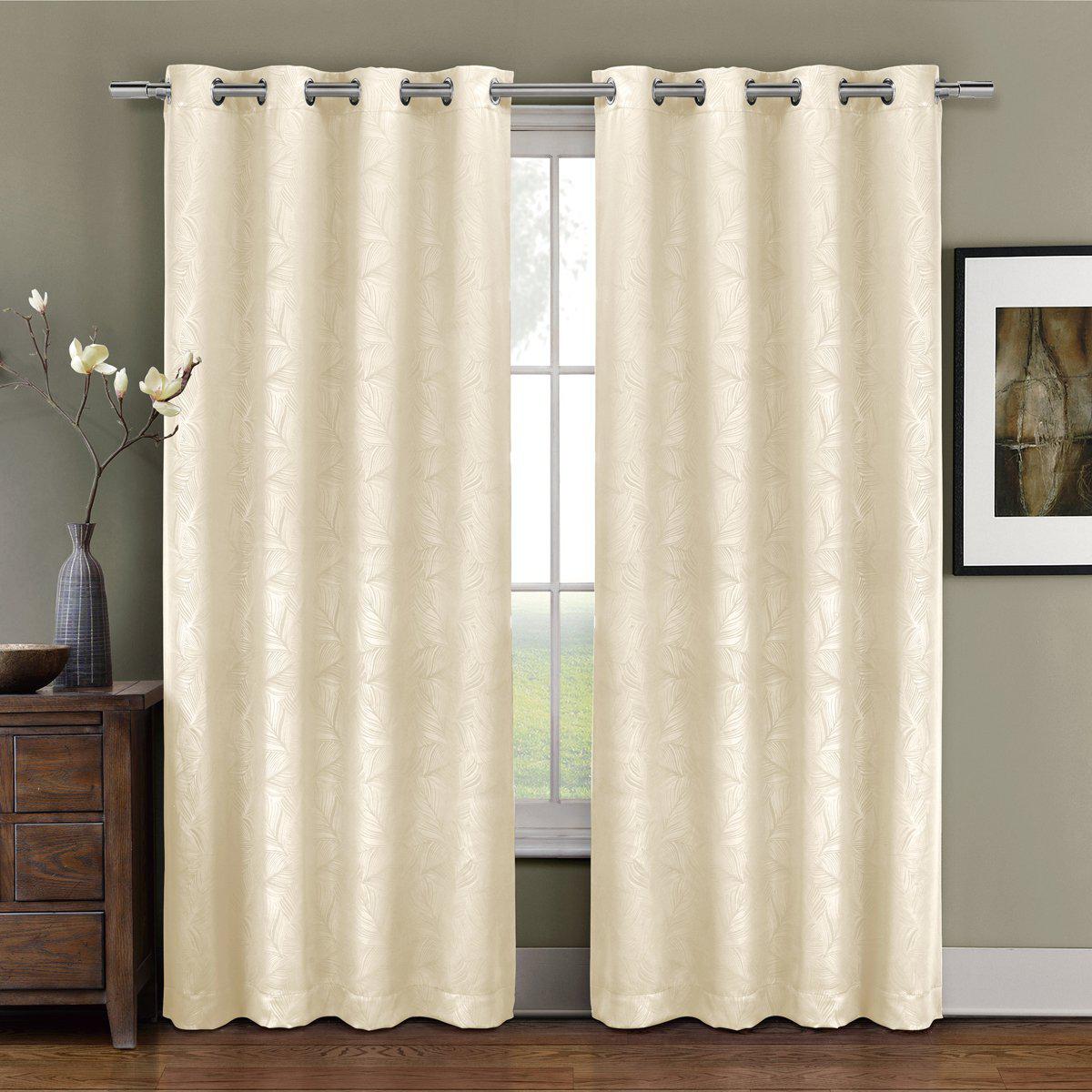 Prairie Contemporary Leafy Design Blackout Grommet Curtain Panel (Single) - Image 10