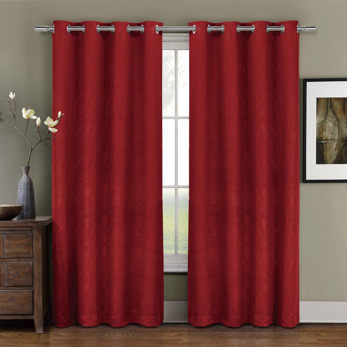 Prairie Contemporary Leafy Design Blackout Grommet Curtain Panel (Single) - Image 3
