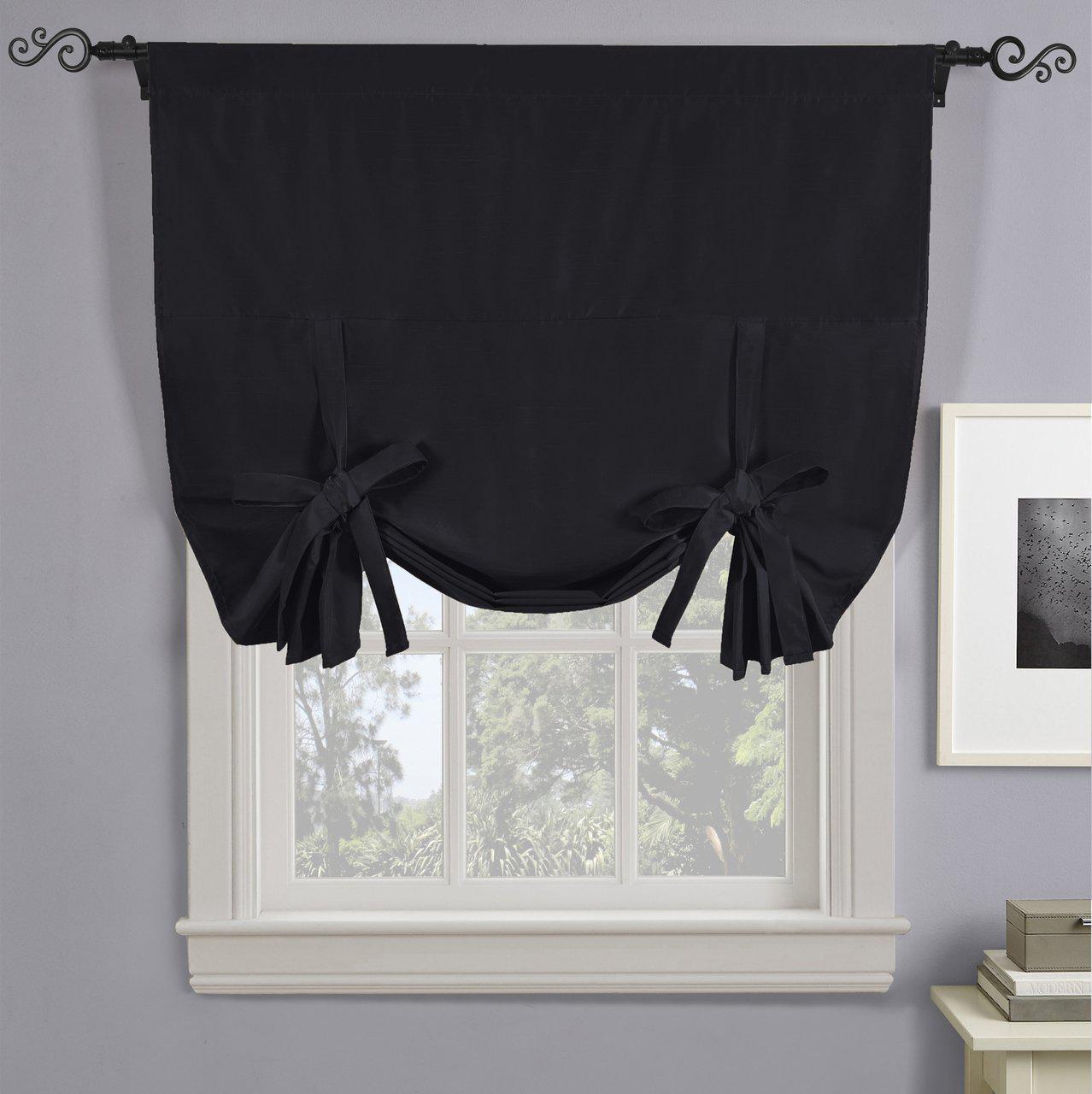 Rod Pocket Tie Up Shade for Small Window (42 W X 63 L) Soho Blackout Curtain - Image 11