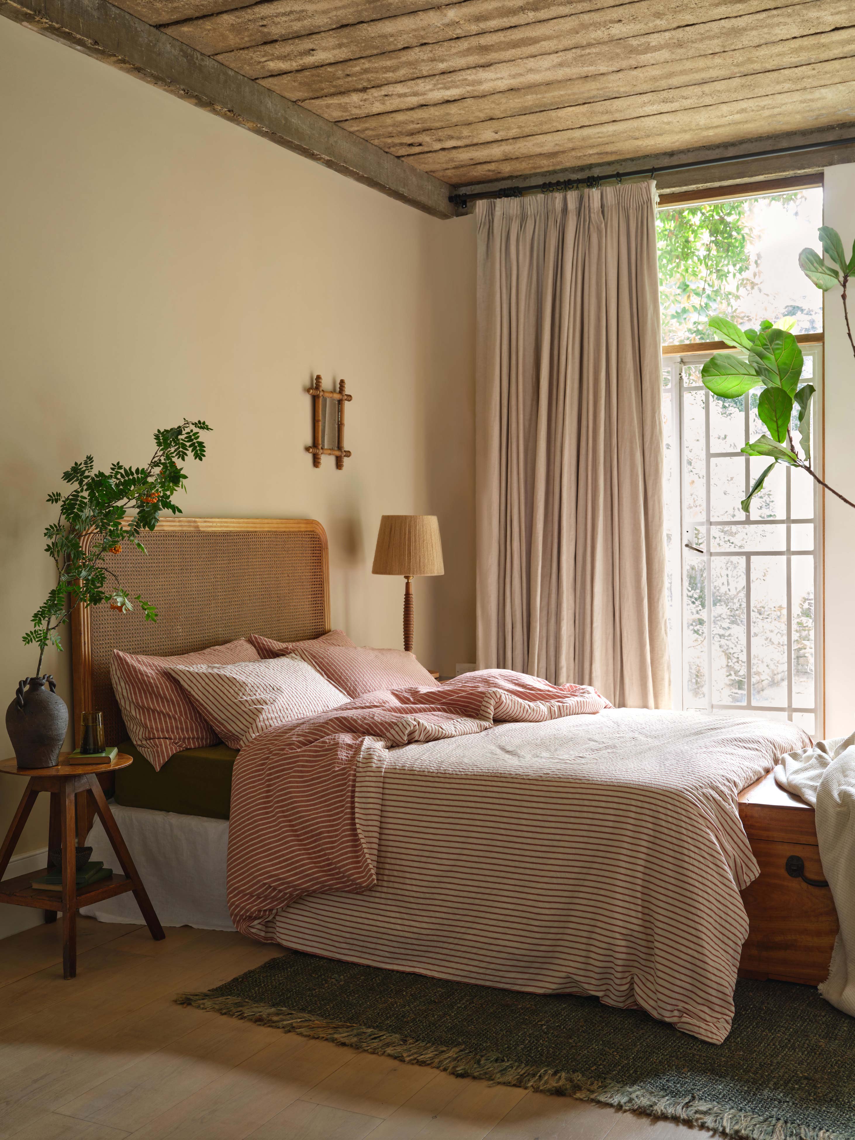 Auburn Red Textured Stripe Cotton Duvet Cover - Image 2