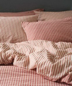 Auburn Red Textured Stripe Cotton Pillowcases (Pair)