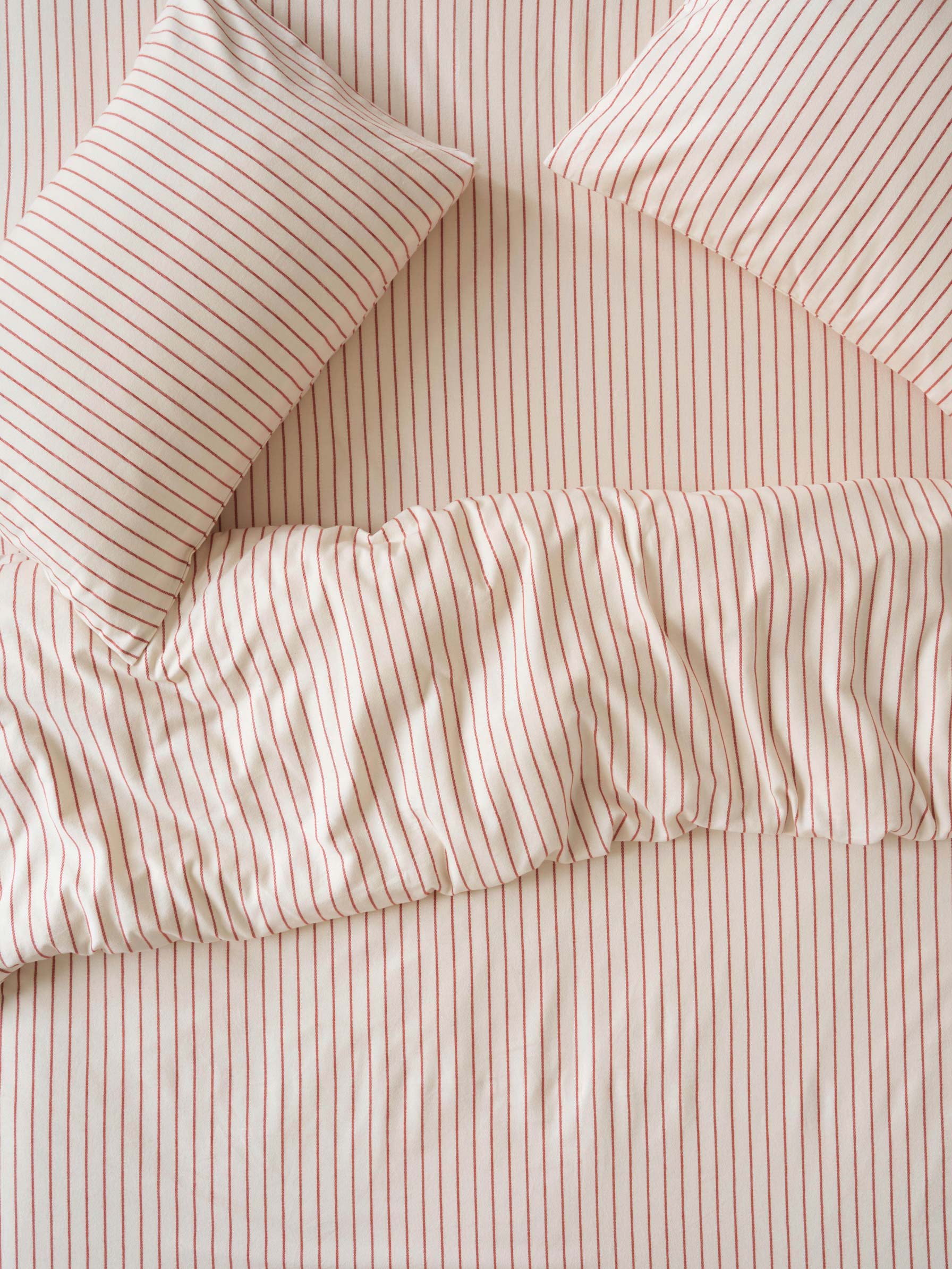 Red Clayton Stripe Flannel Cotton Duvet Cover
