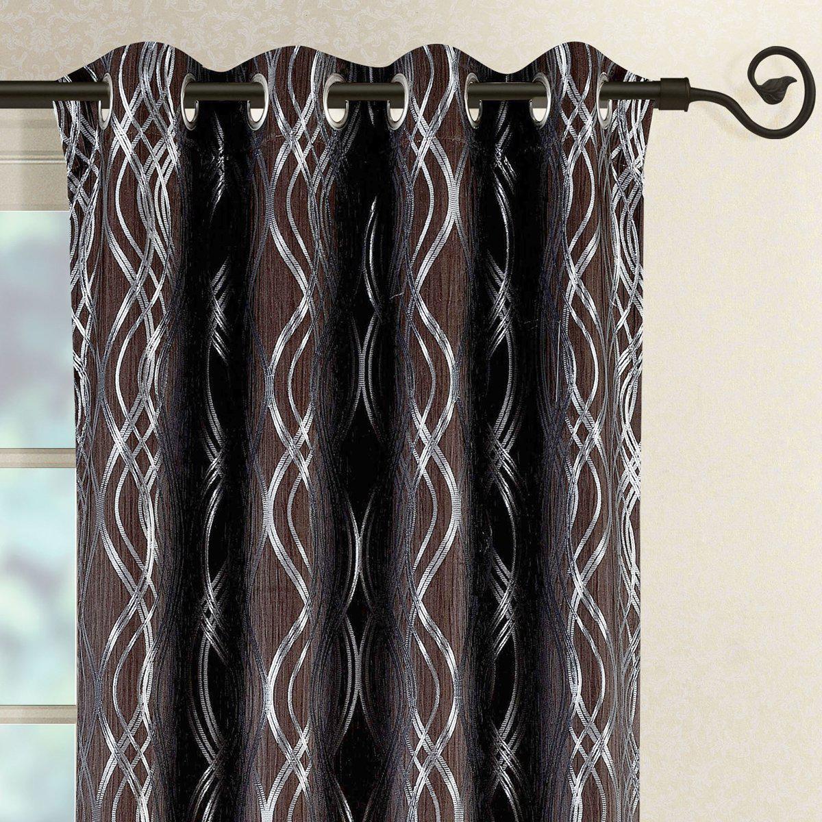 Regalia Abstract Jacquard Textured Grommet Top Curtain Panels (Set of 2) - Image 2